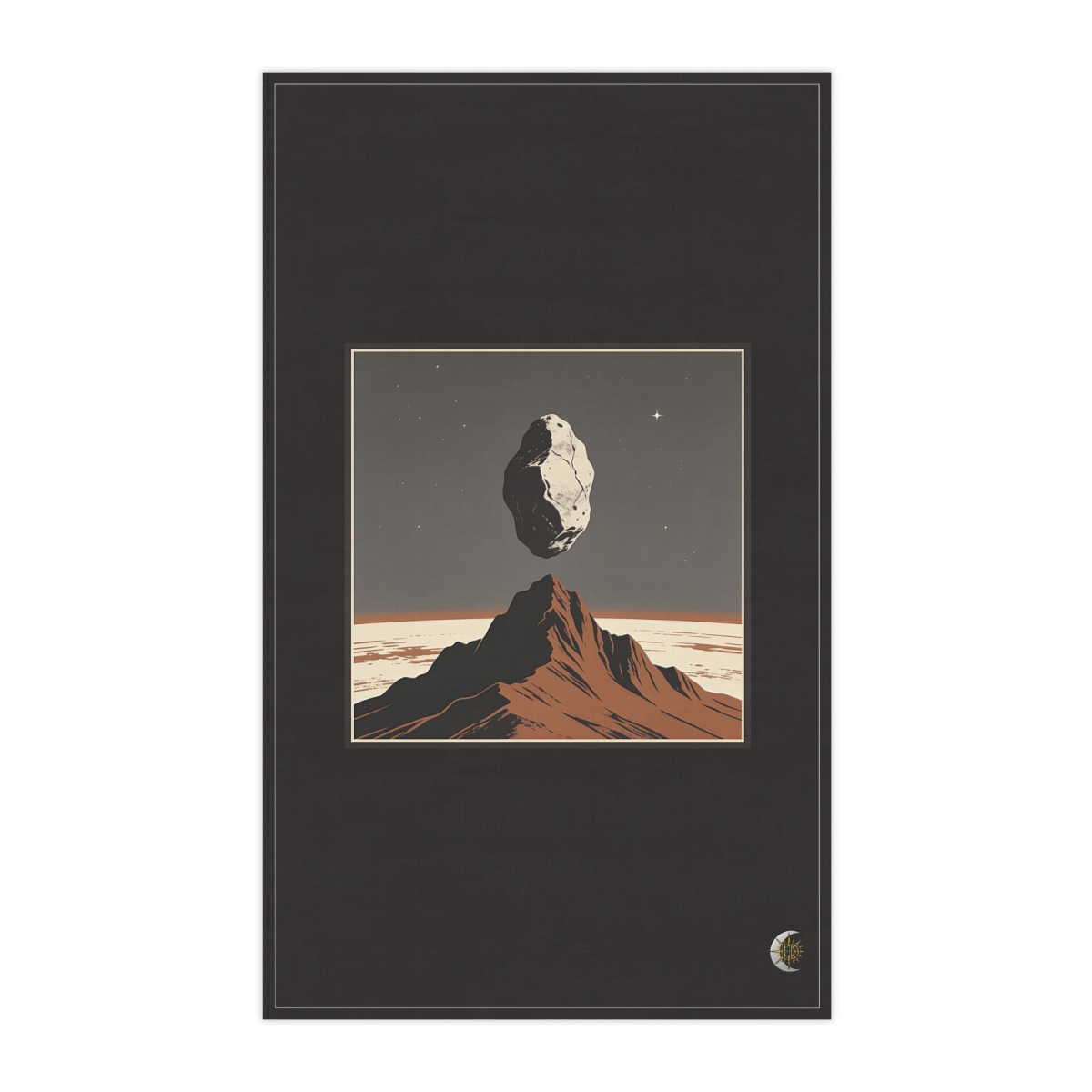 HD Interstellar rock rising above a steep mountain silhouette 100% Cotton Twill Tea Towel
