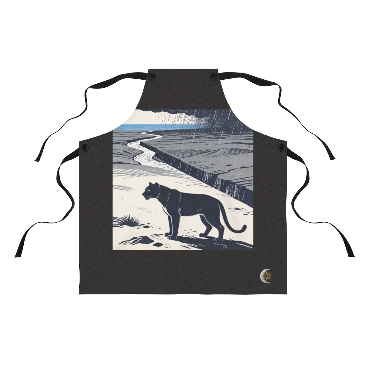 HD River-cut badland dividing the image along a steep diagonal Polyester Kitchen Apron