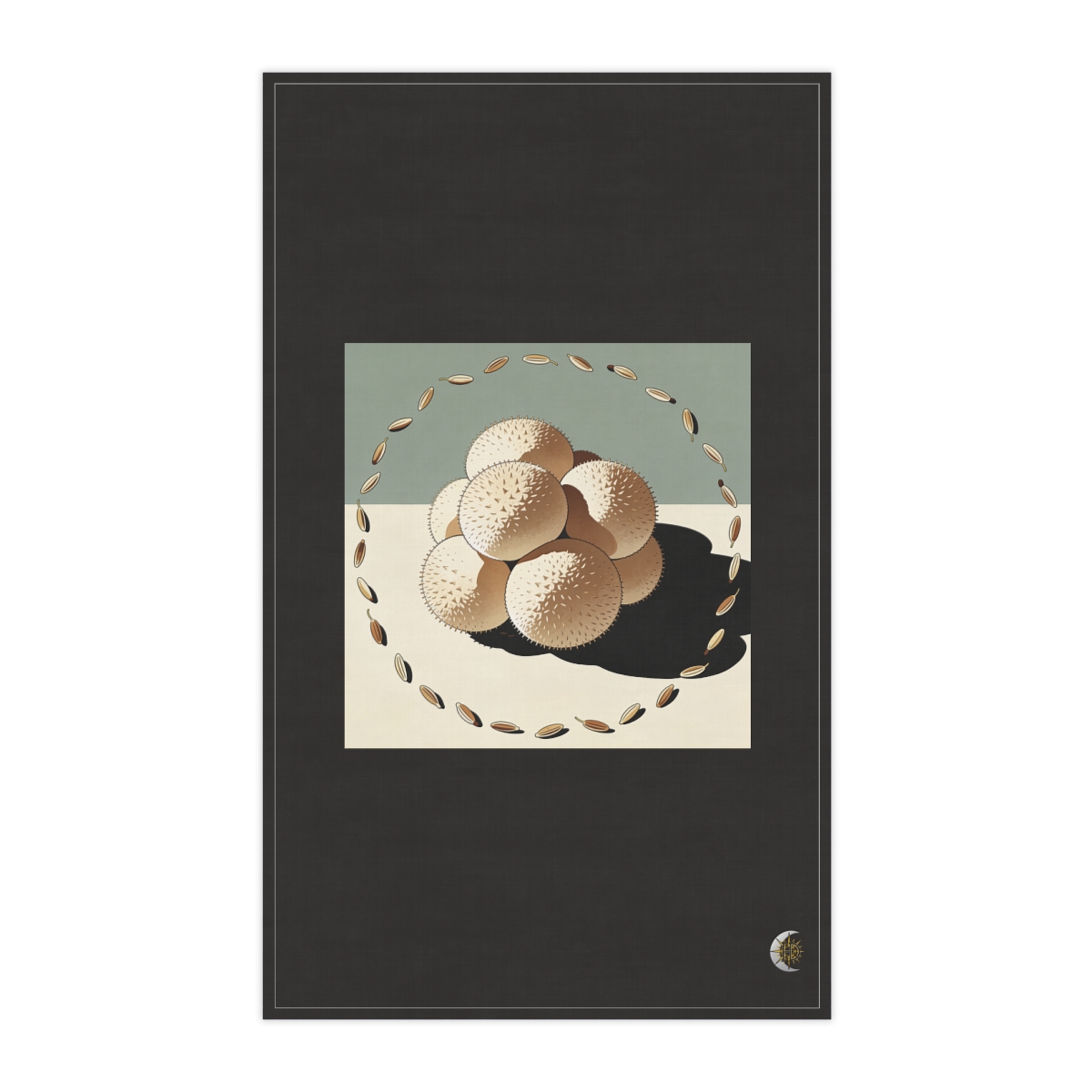 HD Puffballs surrounded by an arc of scattered seeds 100% Cotton Twill Tea Towel