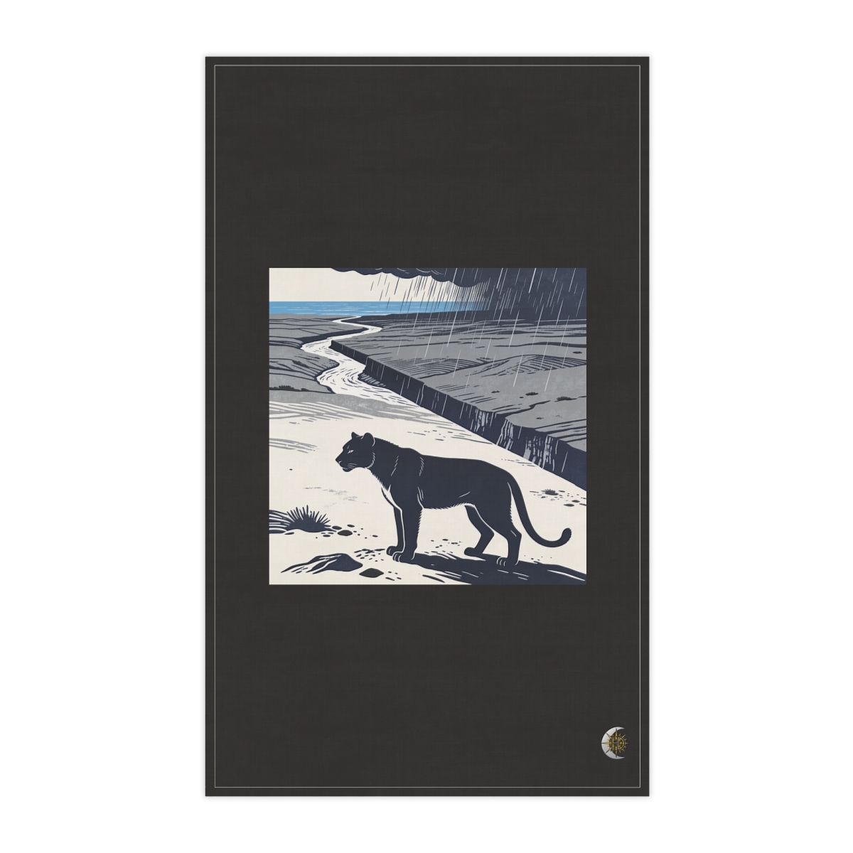 HD River-cut badland dividing the image along a steep diagonal 100% Cotton Twill Tea Towel