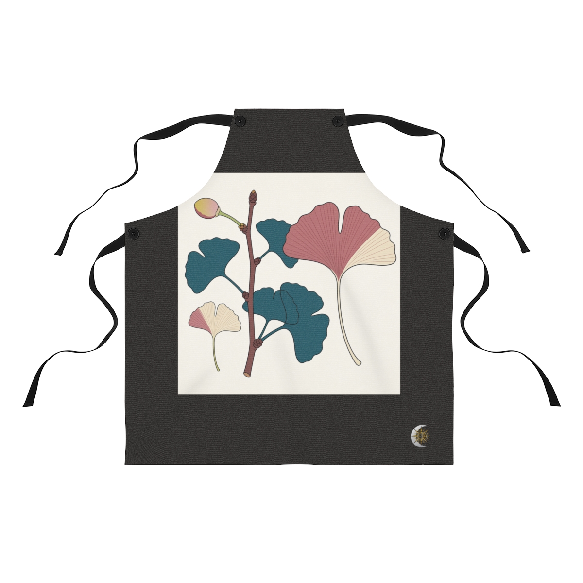 HD Ginkgo branch arranged as three distinct growth stages Polyester Kitchen Apron
