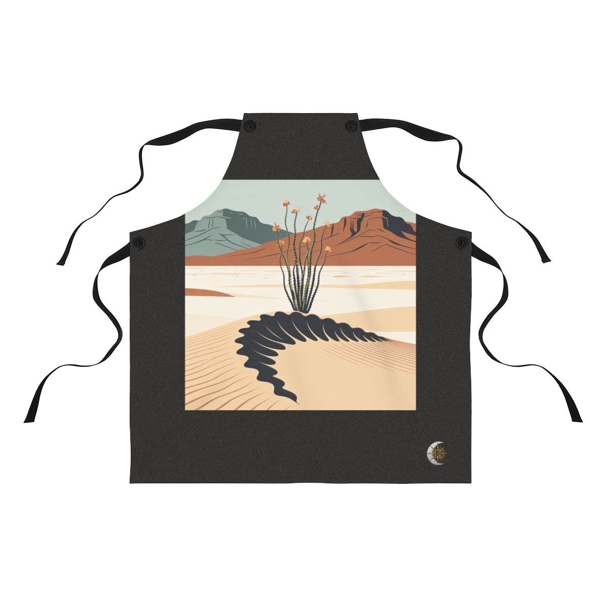 HD Flowering ocotillo rising behind a scalloped dune Polyester Kitchen Apron