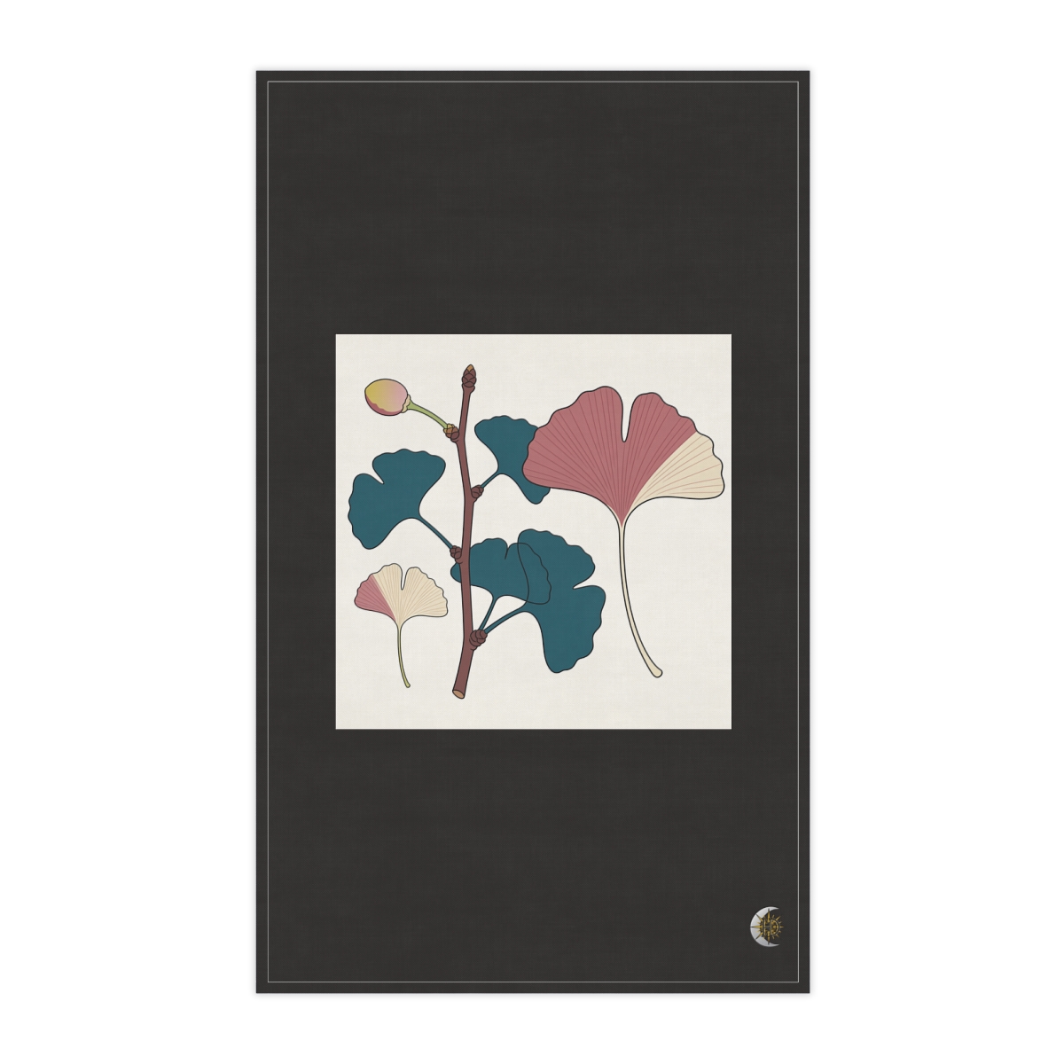 HD Ginkgo branch arranged as three distinct growth stages 100% Cotton Twill Tea Towel