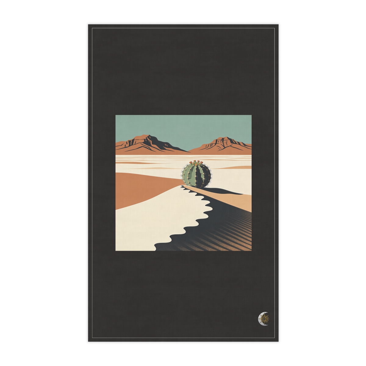 HD Round euphorbia rising behind a scalloped dune 100% Cotton Twill Tea Towel
