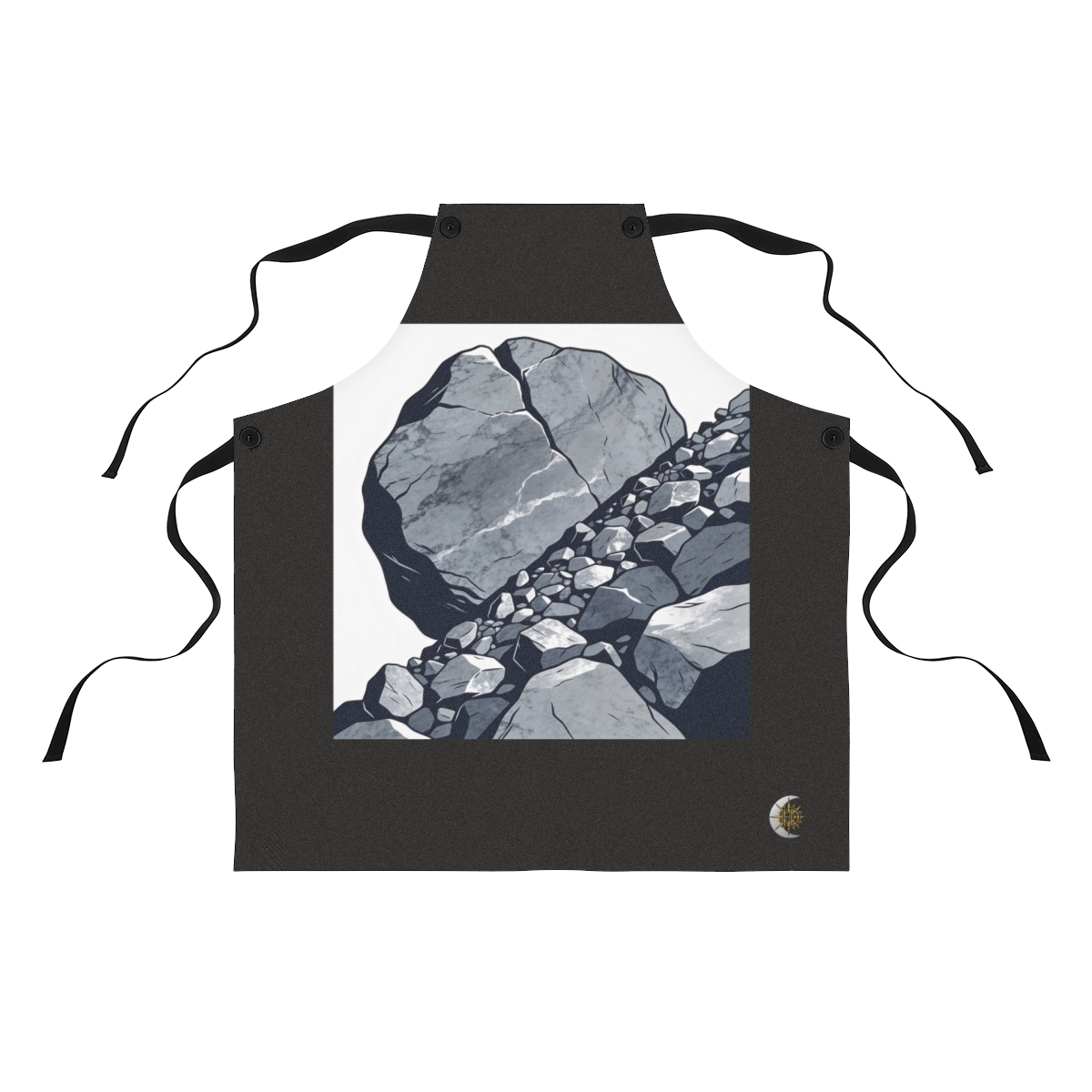 HD Fractured granite boulder transitioning from loose to dense along a diagonal Polyester Kitchen Apron