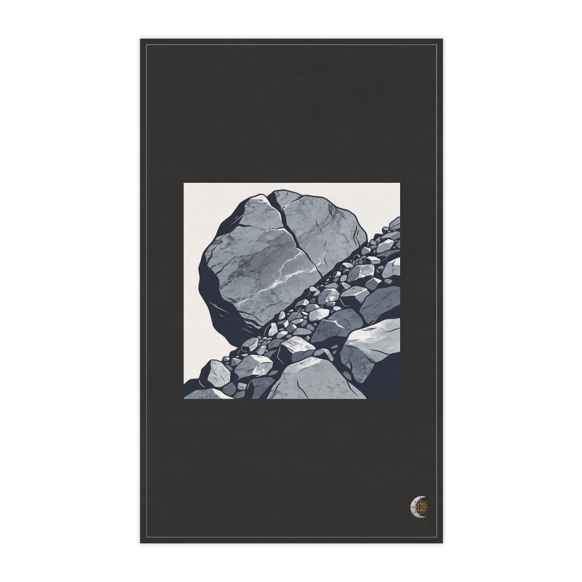 HD Fractured granite boulder transitioning from loose to dense along a diagonal 100% Cotton Twill Tea Towel