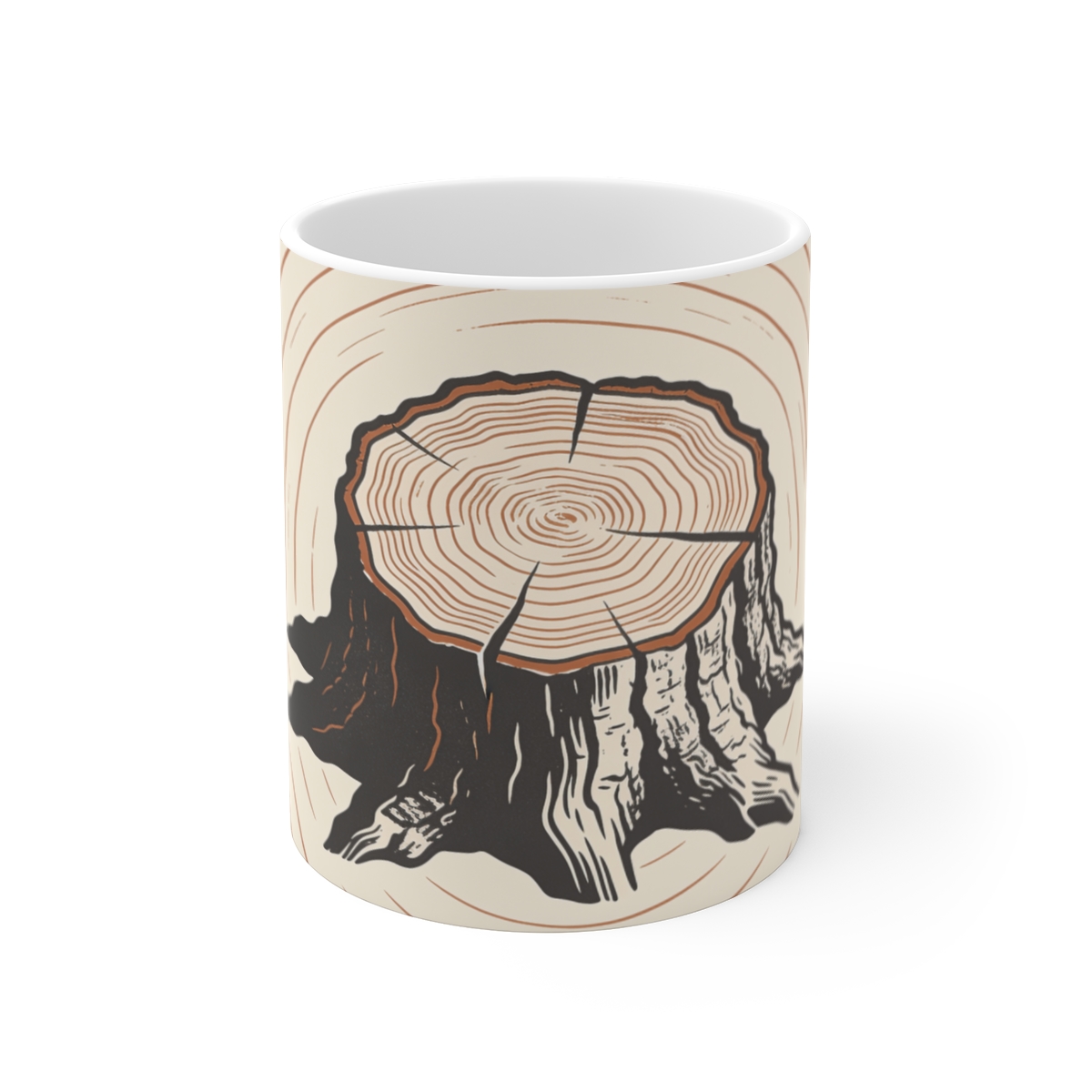 HD Oak stump seen as a cropped grain and bark study Ceramic Mug 11oz