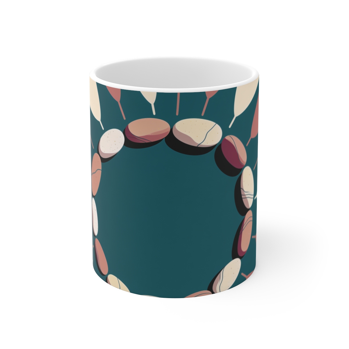 HD Pebble rings opening outward from an off-center quiet region Ceramic Mug 11oz