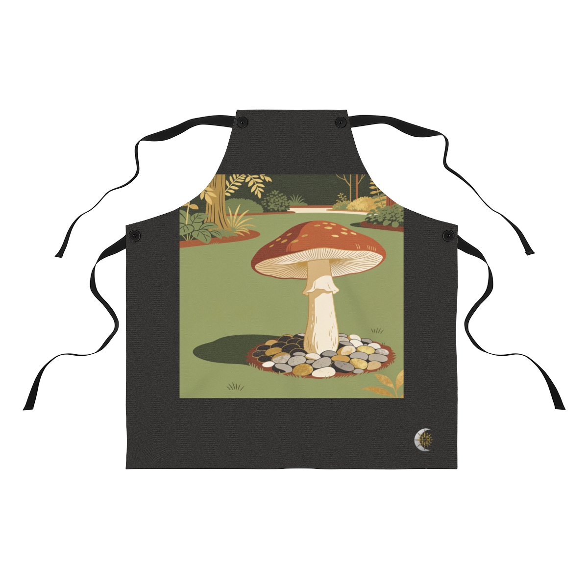 HD Parasol mushroom rising from an island of smooth pebbles Polyester Kitchen Apron