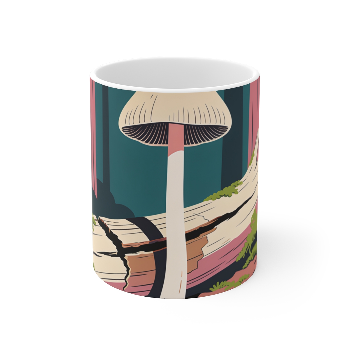 HD Inkcap growing through a split fallen branch Ceramic Mug 11oz