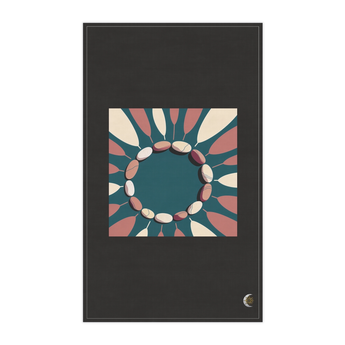 HD Pebble rings opening outward from an off-center quiet region 100% Cotton Twill Tea Towel