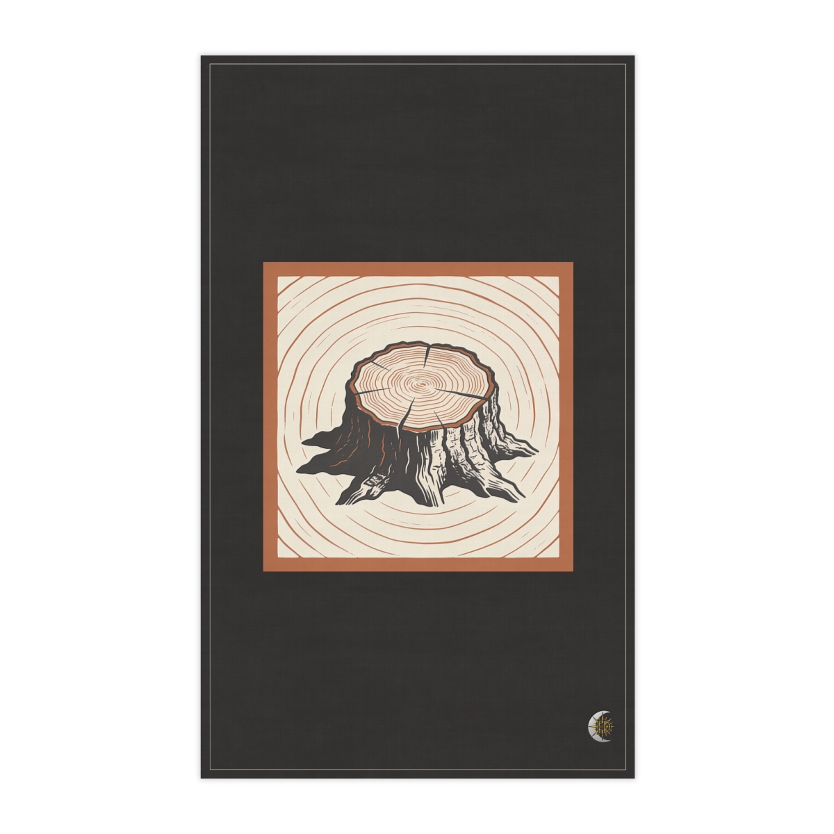 HD Oak stump seen as a cropped grain and bark study 100% Cotton Twill Tea Towel