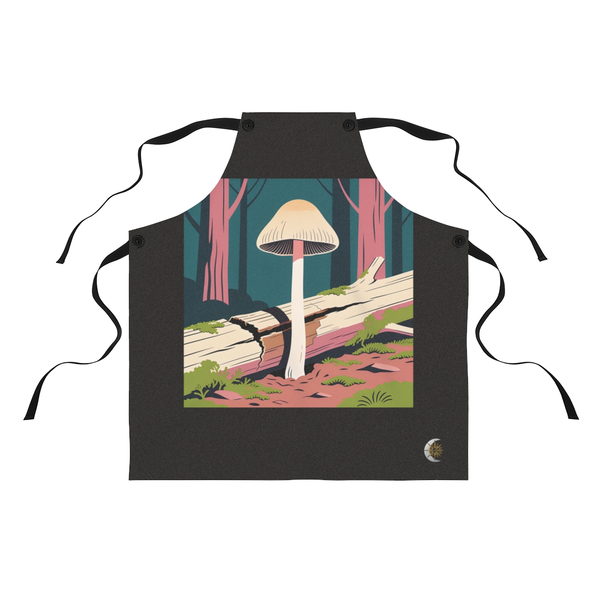 HD Inkcap growing through a split fallen branch Polyester Kitchen Apron