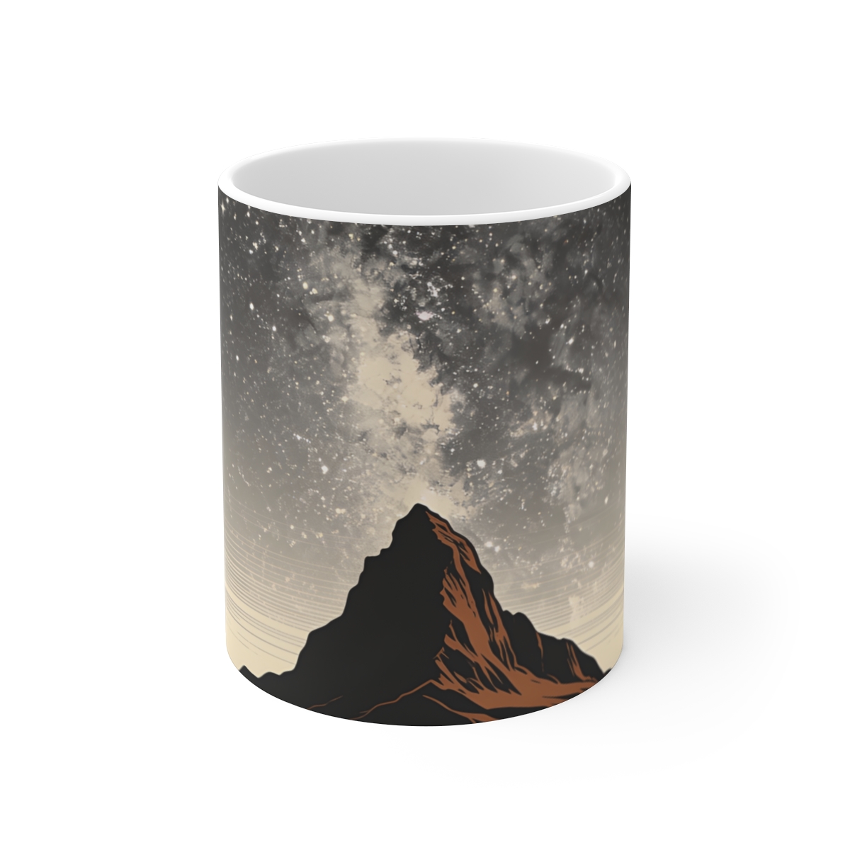 HD Dense star cluster rising above a steep mountain silhouette Ceramic Mug 11oz