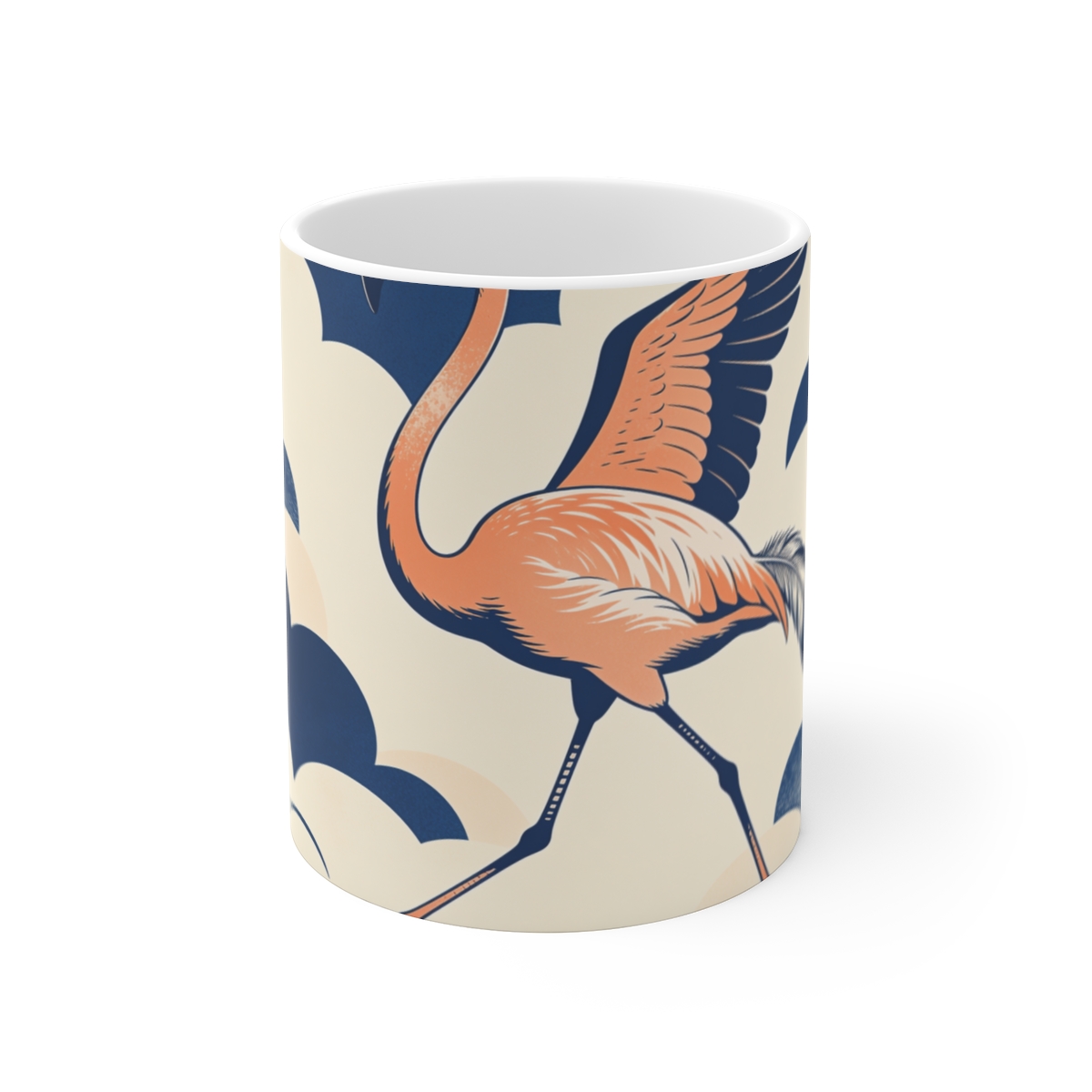 HD Flamingo crossing the scene with one wing lifted Ceramic Mug 11oz