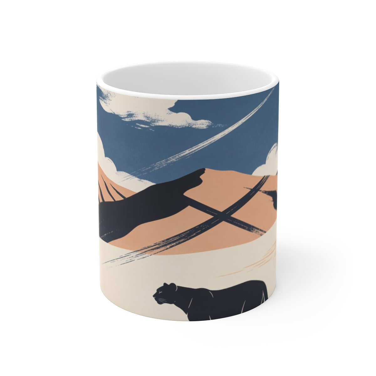 HD Layered valley hills crossed by a gentle diagonal breeze Ceramic Mug 11oz
