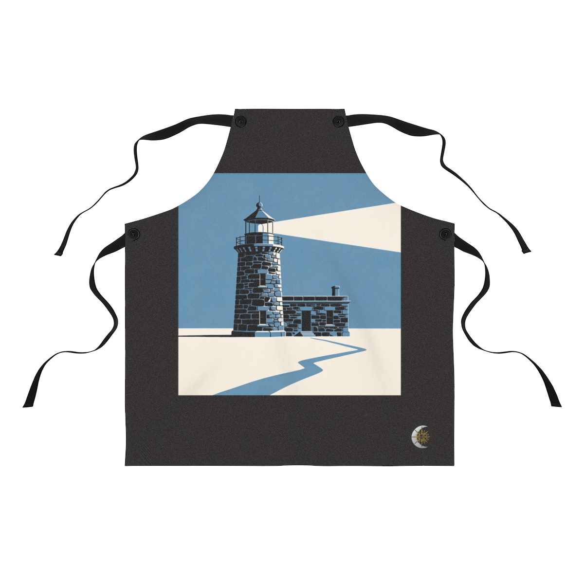 HD Stone lighthouse shown as a precise side elevation Polyester Kitchen Apron