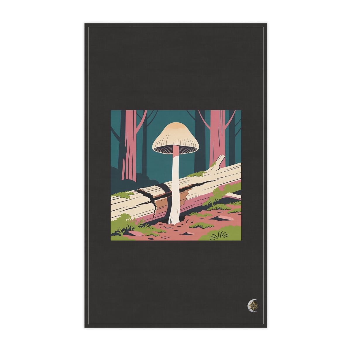 HD Inkcap growing through a split fallen branch 100% Cotton Twill Tea Towel