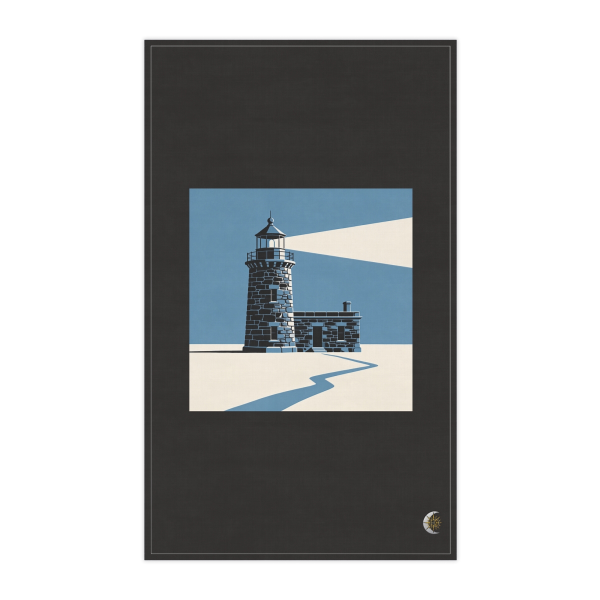 HD Stone lighthouse shown as a precise side elevation 100% Cotton Twill Tea Towel
