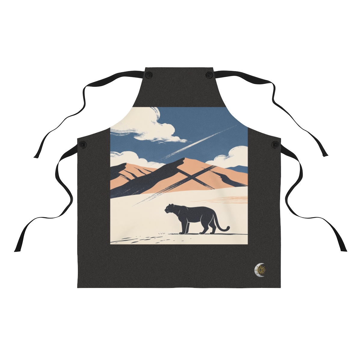 HD Layered valley hills crossed by a gentle diagonal breeze Polyester Kitchen Apron