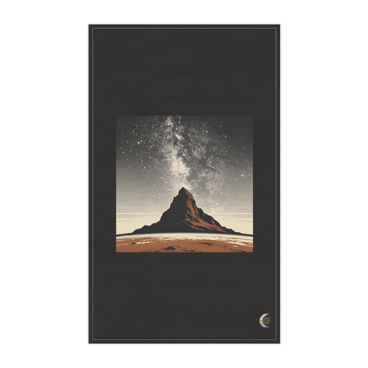 HD Dense star cluster rising above a steep mountain silhouette 100% Cotton Twill Tea Towel