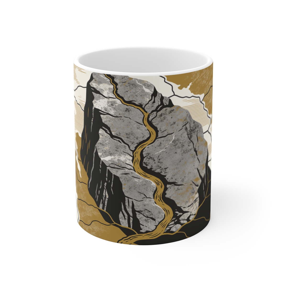 HD Granite massif crossed by a winding dry drainage Ceramic Mug 11oz
