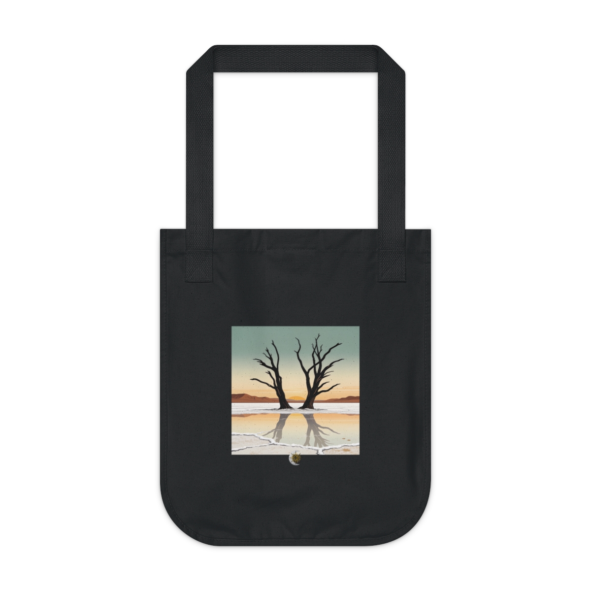HD Salt flat reflected in a broad band of still water Organic Canvas Tote