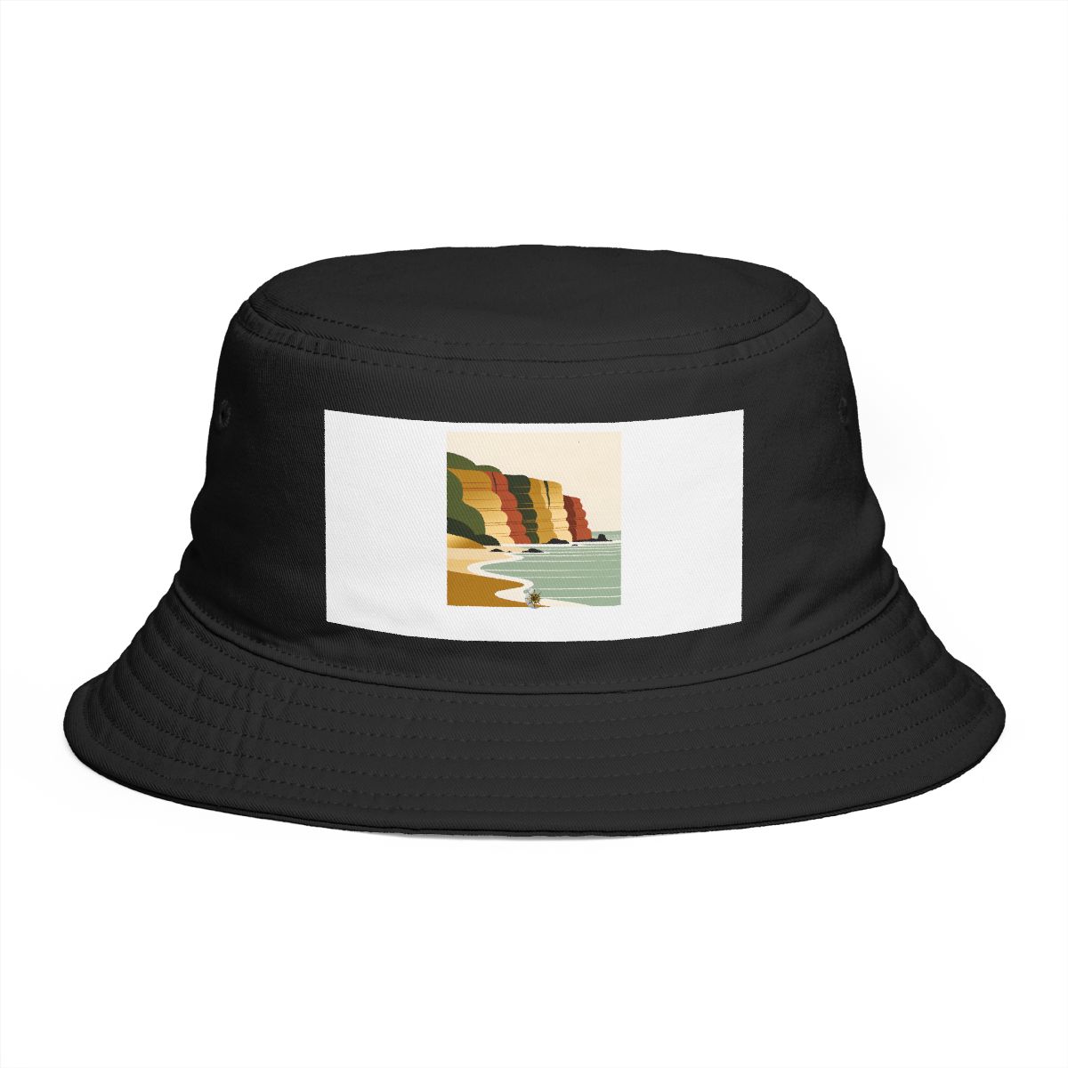 HD Low coastal cliffs reduced to stacked rounded color planes Bucket Hat