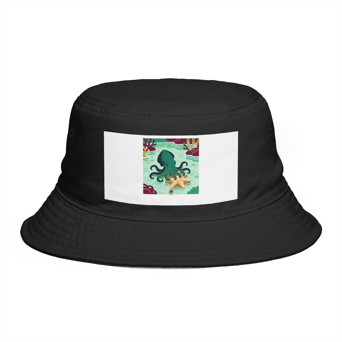 HD Dumbo octopus resting near a star-shaped sea sponge Bucket Hat