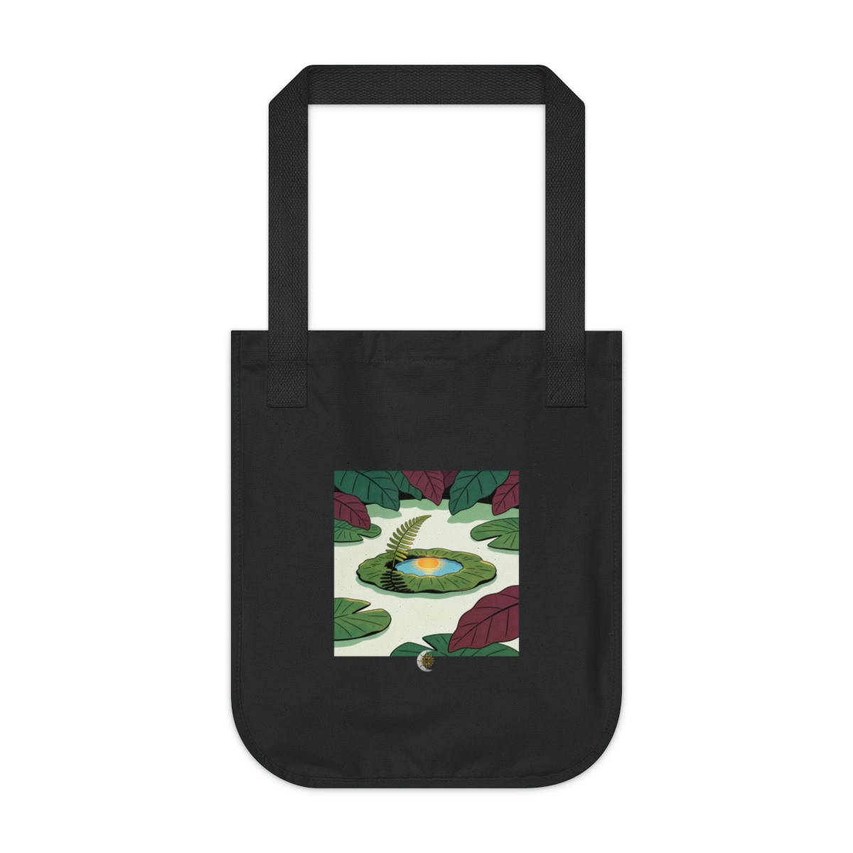 HD Fern on a lily-pad island cradling a pool of reflected sunrise Organic Canvas Tote