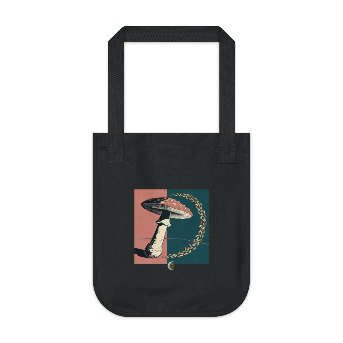 HD Parasol mushroom surrounded by an arc of scattered seeds Organic Canvas Tote