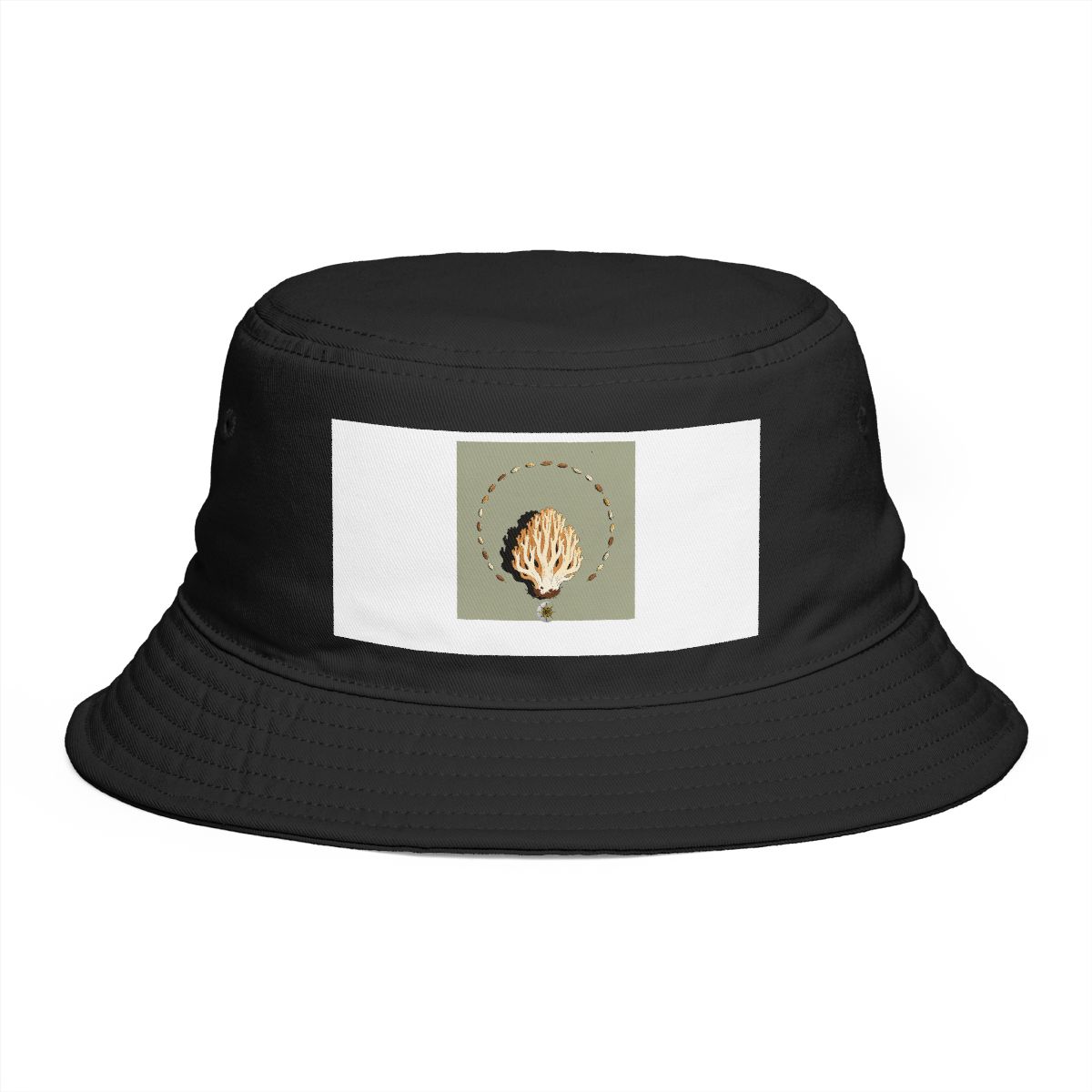 HD Coral fungus surrounded by an arc of scattered seeds Bucket Hat