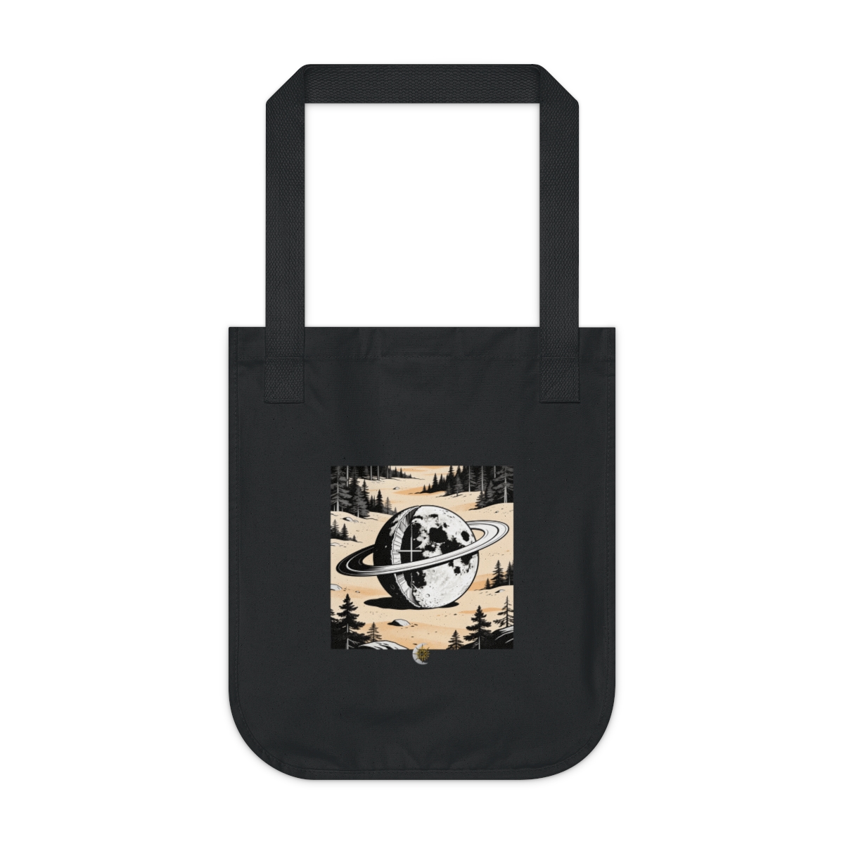 HD Cratered ringed moon divided into an unlabelled internal cross-section Organic Canvas Tote