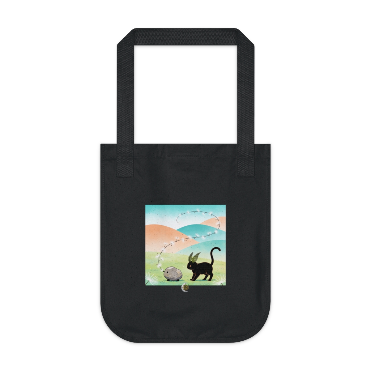HD Pebble creature with fern ears following a looping trail of seed fluff Organic Canvas Tote