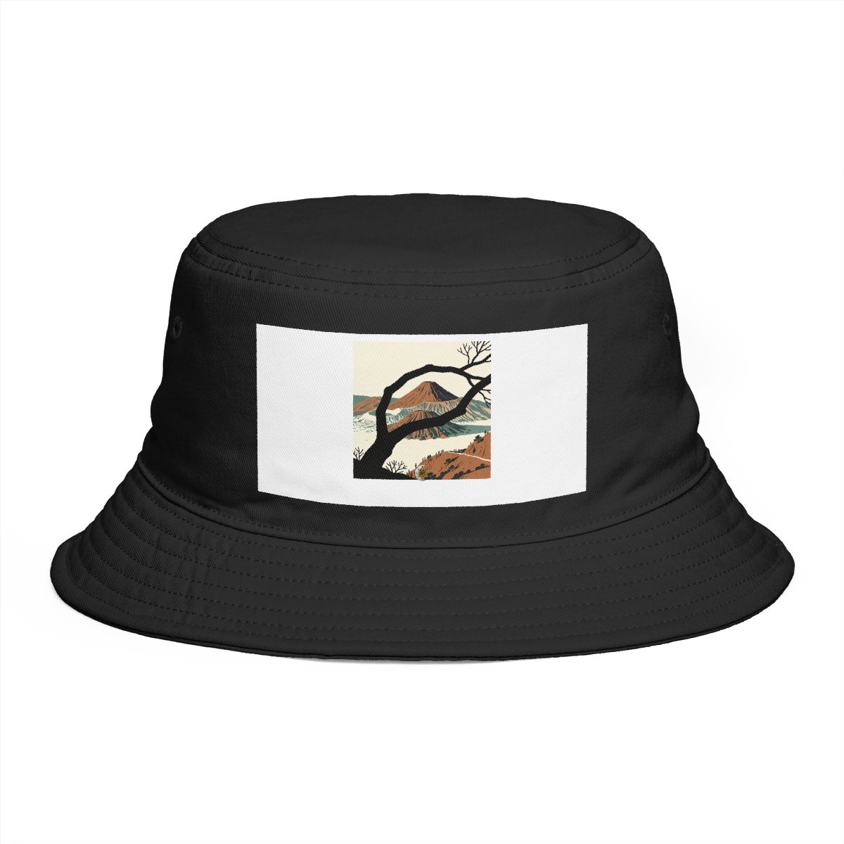 HD Rounded volcano framed by one foreground branch Bucket Hat