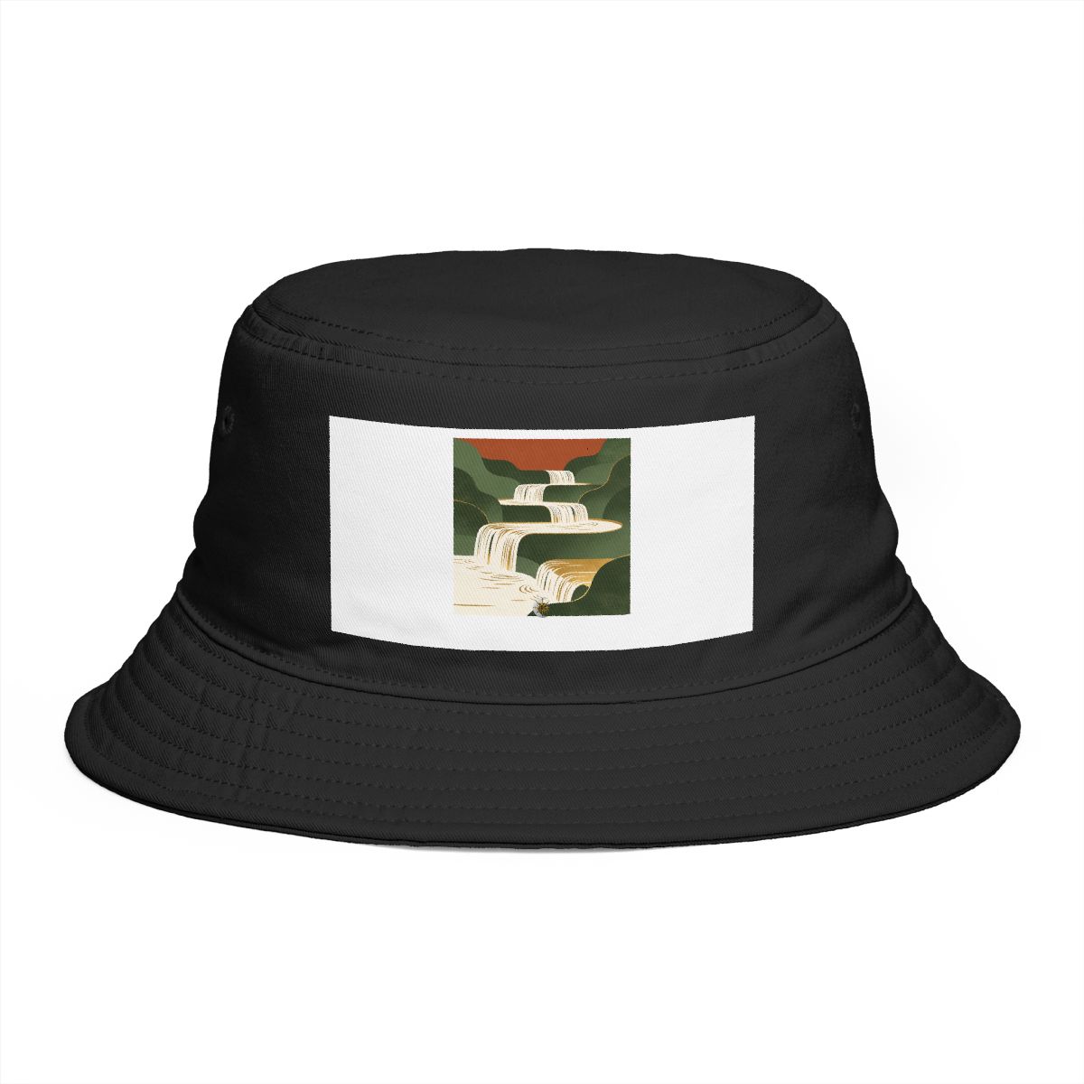 HD Stepped waterfall reduced to elegant interlocking cut-shape curves Bucket Hat