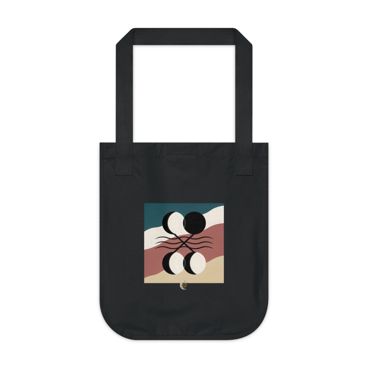 HD Pair of nested eclipses crossed by three parallel wave lines Organic Canvas Tote