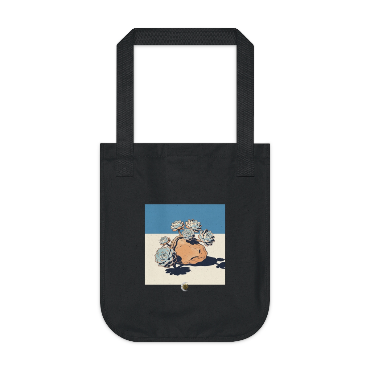 HD Living-stone succulents balanced beside an irregular clay-colored rock Organic Canvas Tote