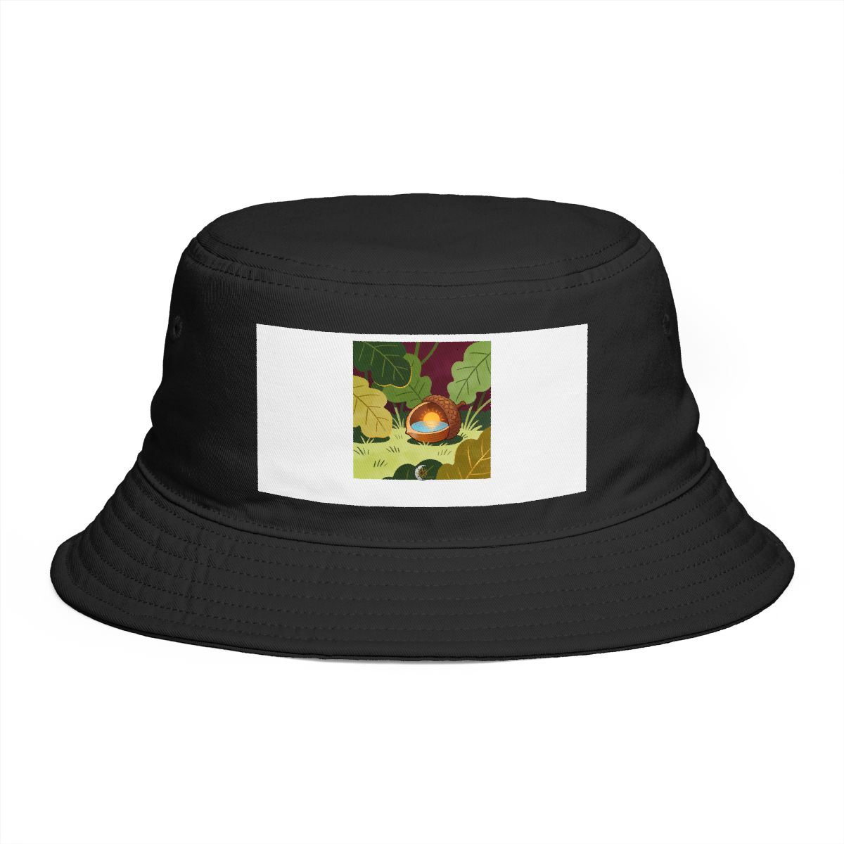 HD Acorn hideaway cradling a pool of reflected sunrise Bucket Hat