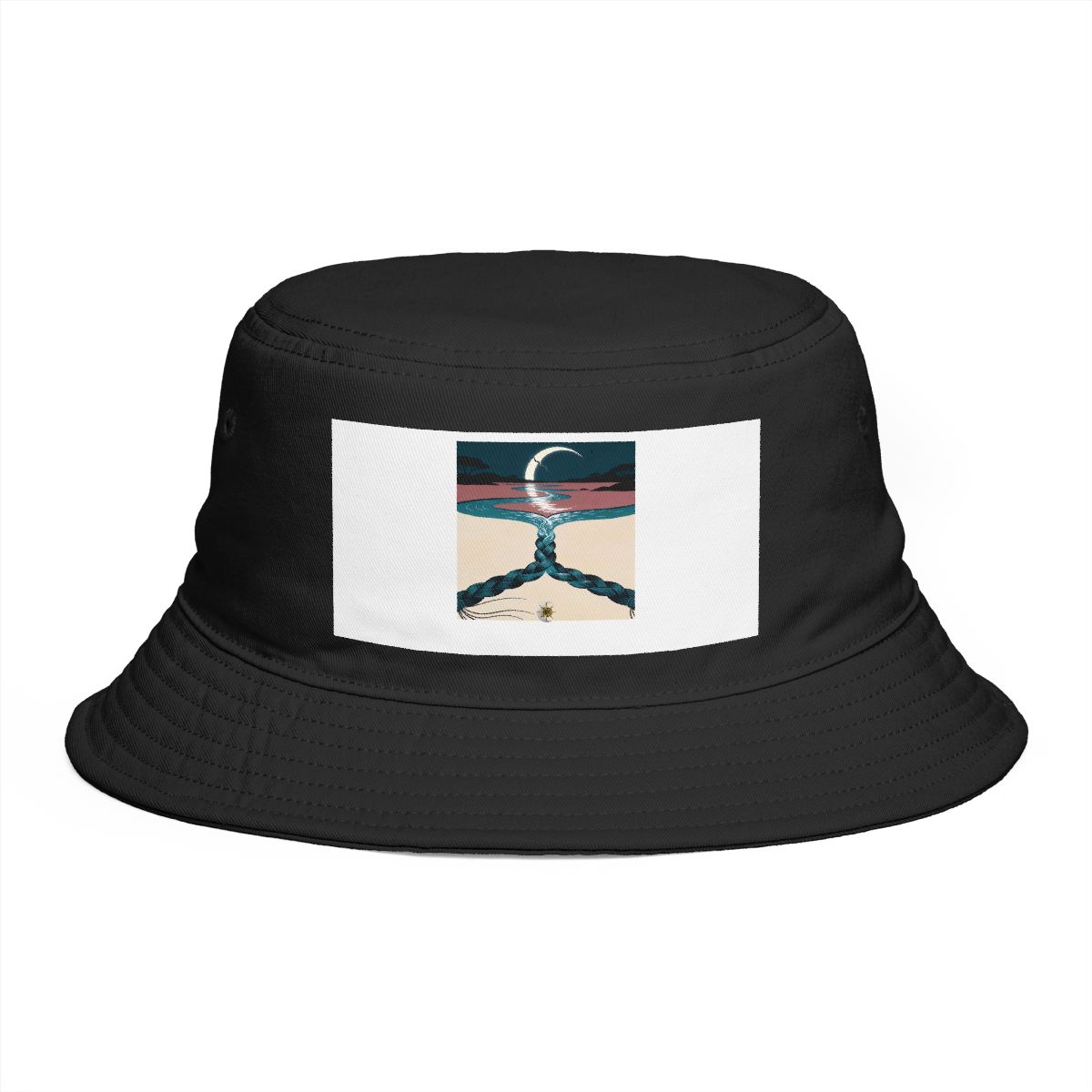 HD Braided stream reflecting a broken arc of moonlight Bucket Hat