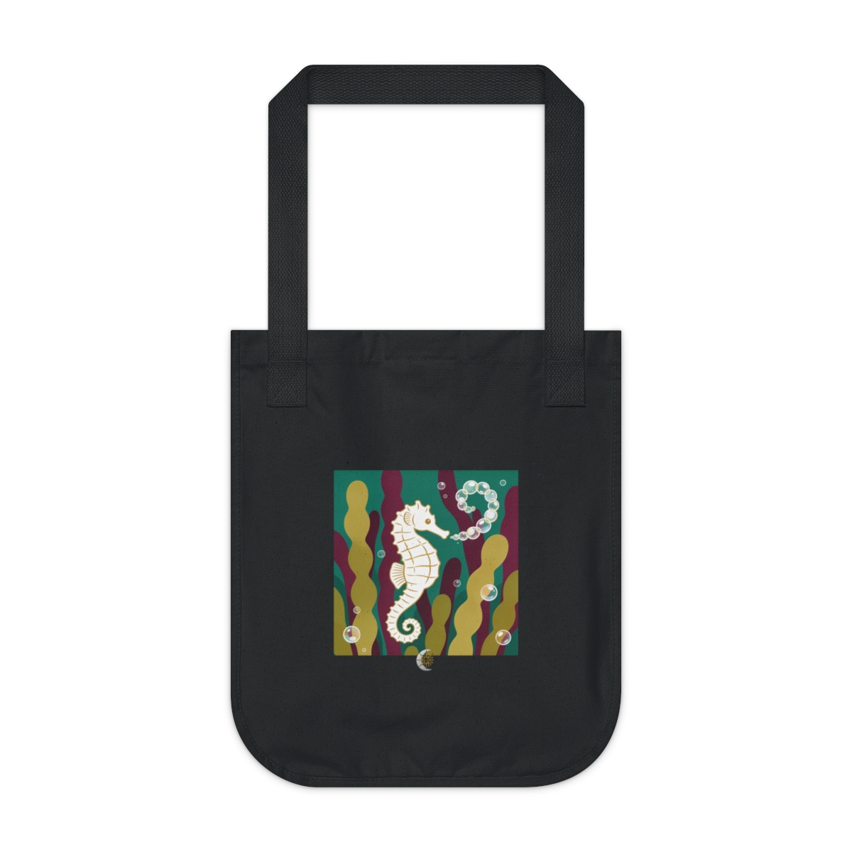 HD Seahorse Bubble Trail Organic Canvas Tote