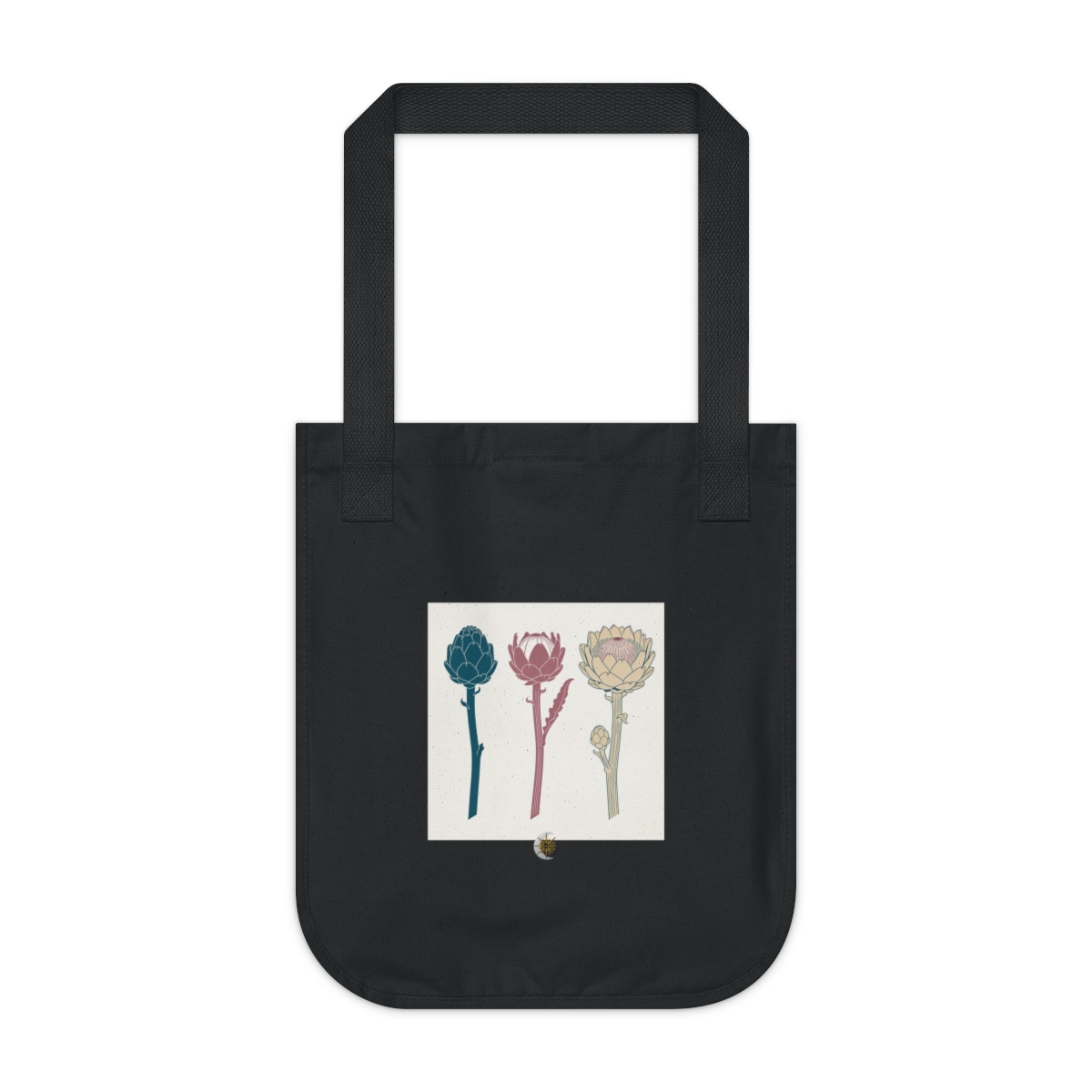 HD Artichoke bloom arranged as three distinct growth stages Organic Canvas Tote