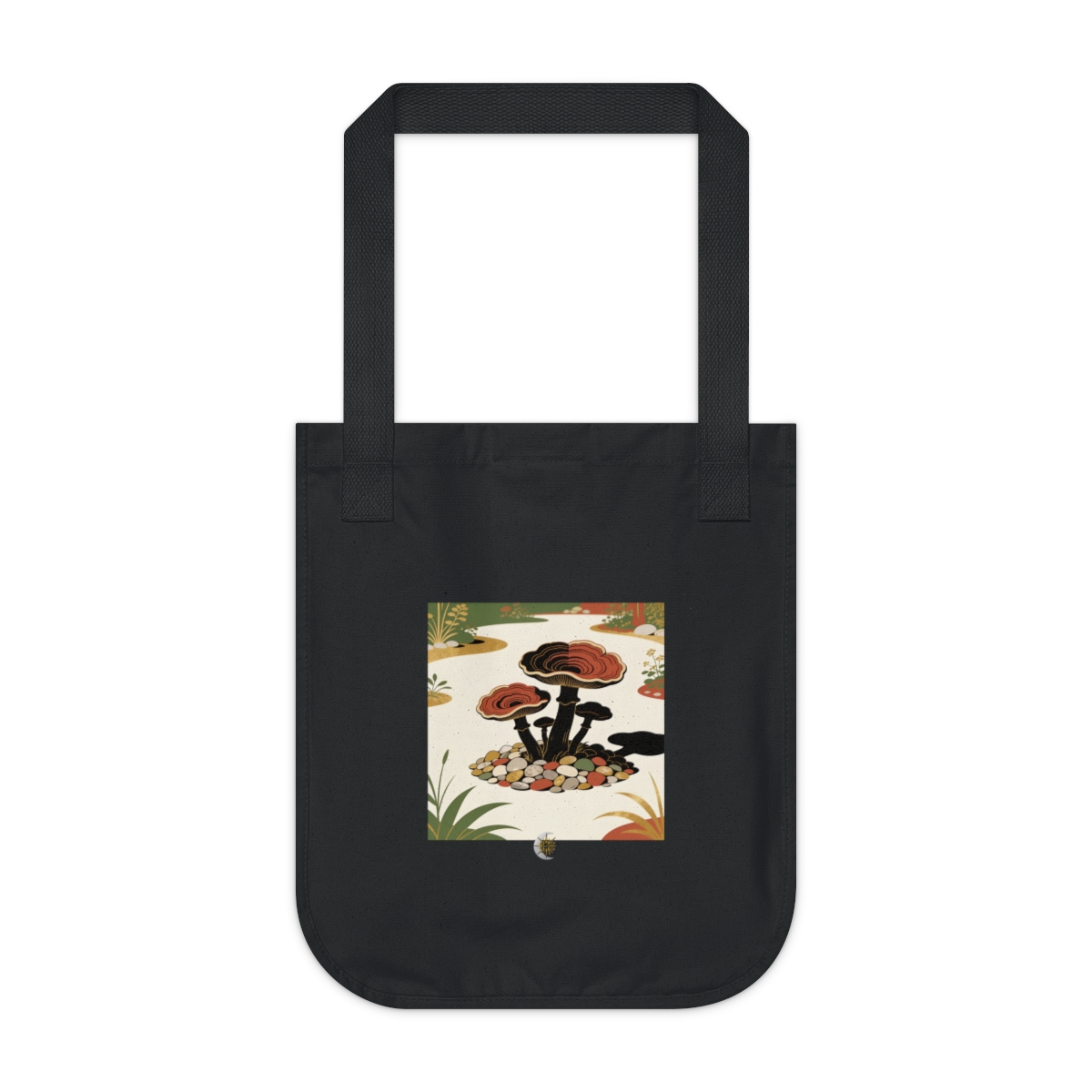 HD Turkey-tail fungi rising from an island of smooth pebbles Organic Canvas Tote