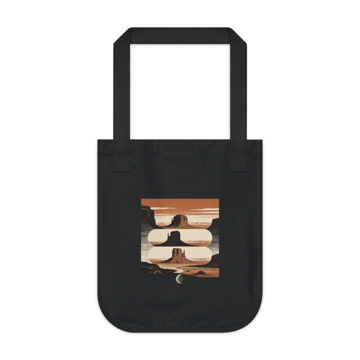 HD Desert mesa reduced to three interlocking silhouette layers Organic Canvas Tote