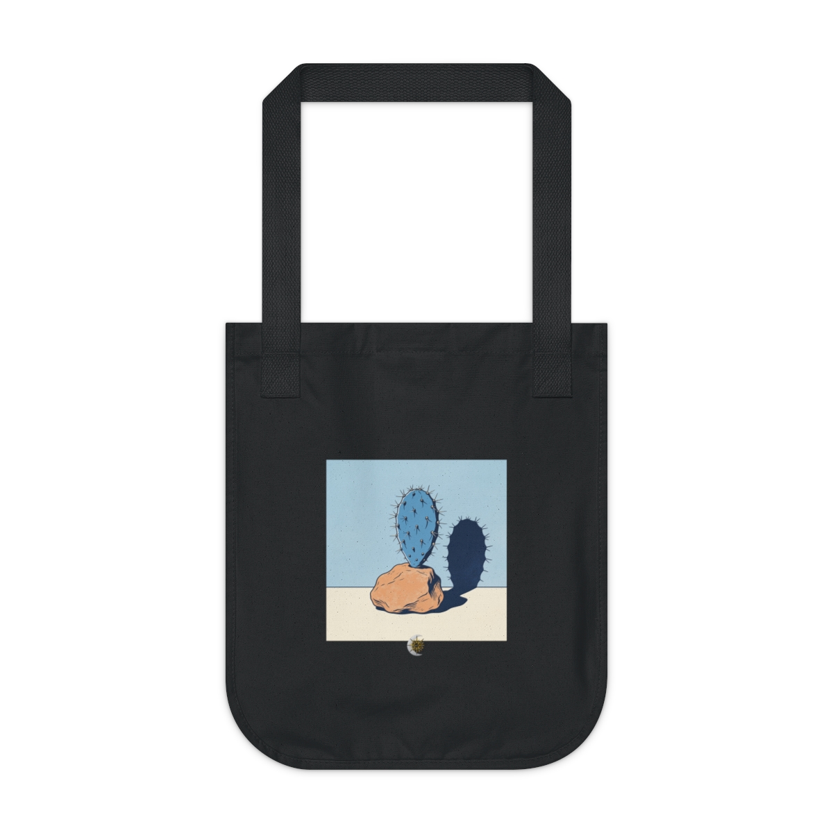 HD Prickly pear balanced beside an irregular clay-colored rock Organic Canvas Tote