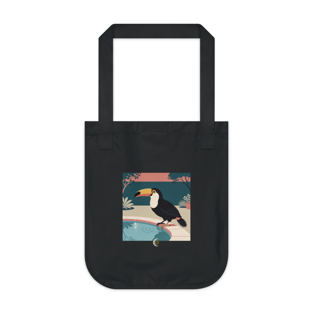 HD Toucan pausing beside a reflective pool Organic Canvas Tote