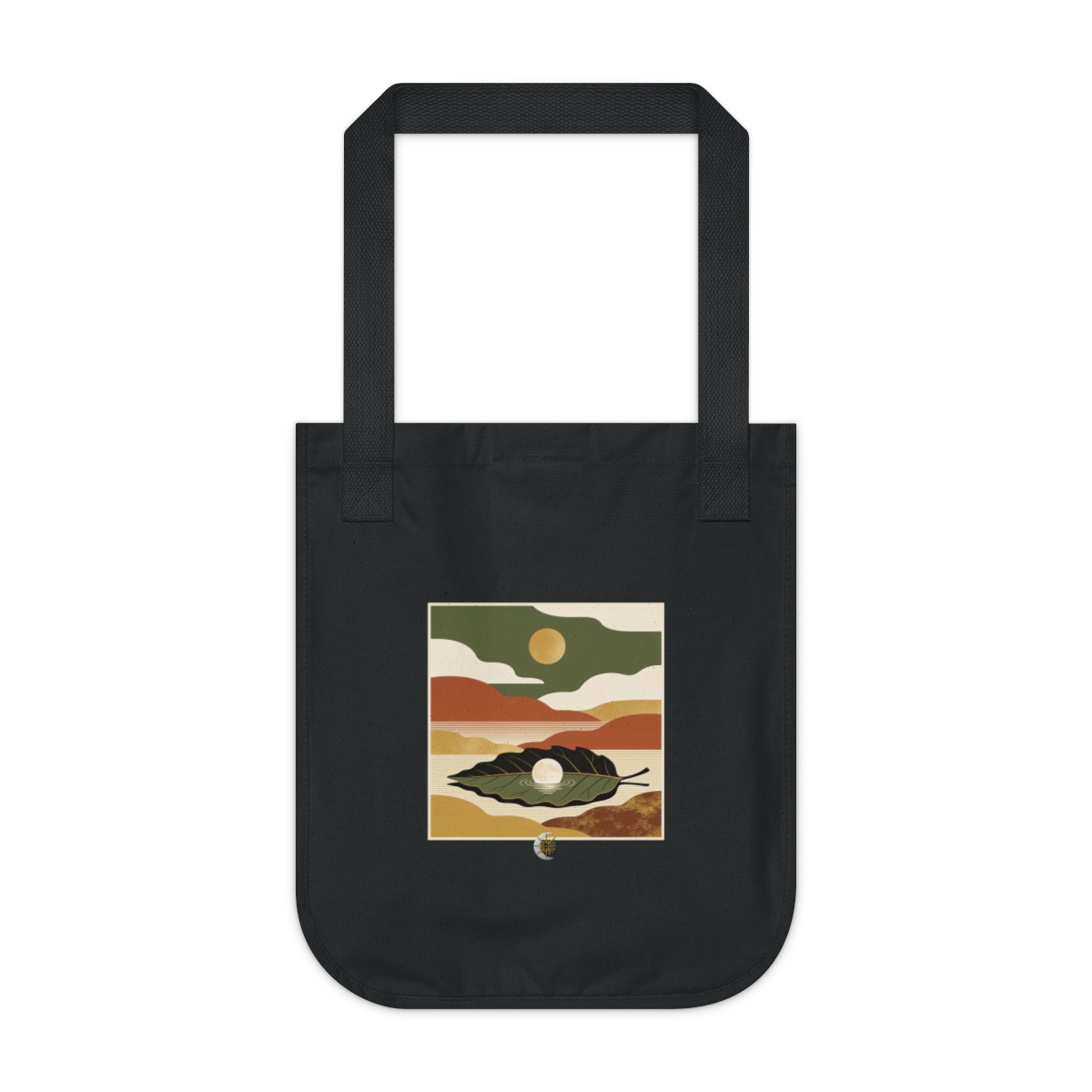 HD Moon in a leaf-shaped lake arranged as overlapping flat color shapes Organic Canvas Tote