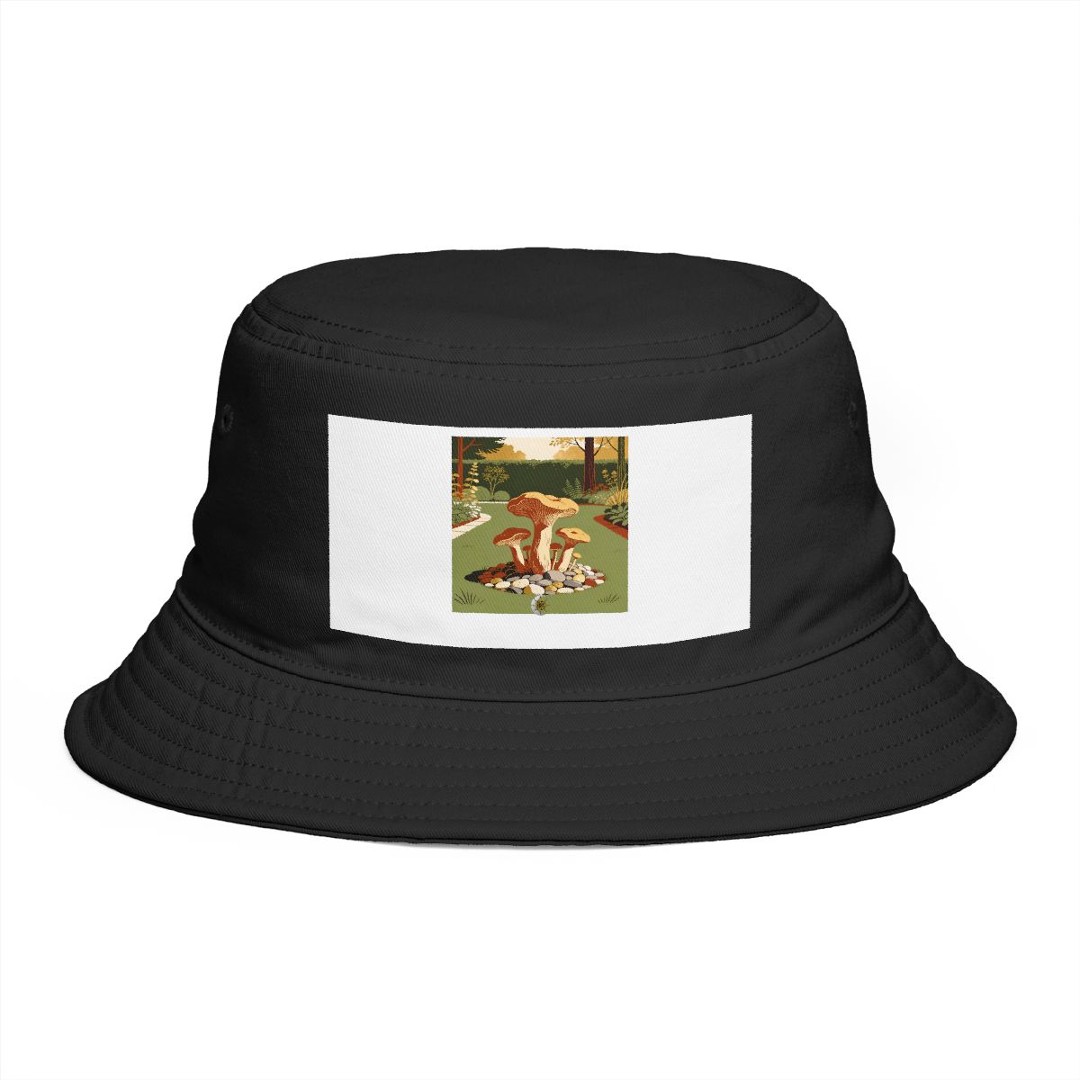 HD Chanterelles rising from an island of smooth pebbles Bucket Hat
