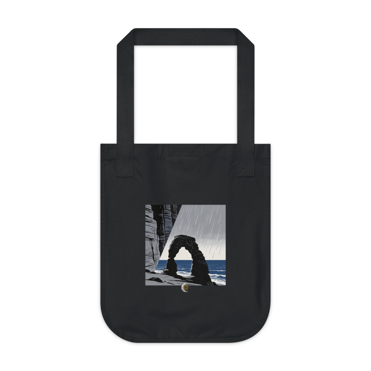 HD Coastal basalt arch dividing the image along a steep diagonal Organic Canvas Tote