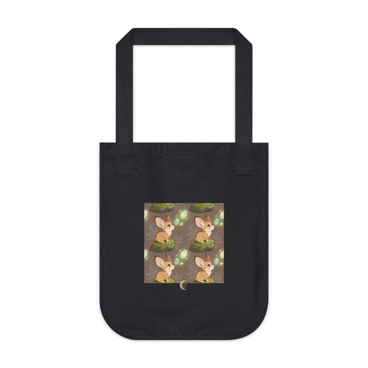 HD Small original woodland creature with expressive ears discovering glowing seeds Organic Canvas Tote